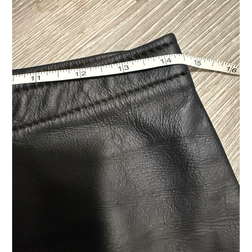 Vintage Genuine Leather Mini Skirt Black Soft‎ Leather Back Zip 28" Waist - Picture 5 of 7